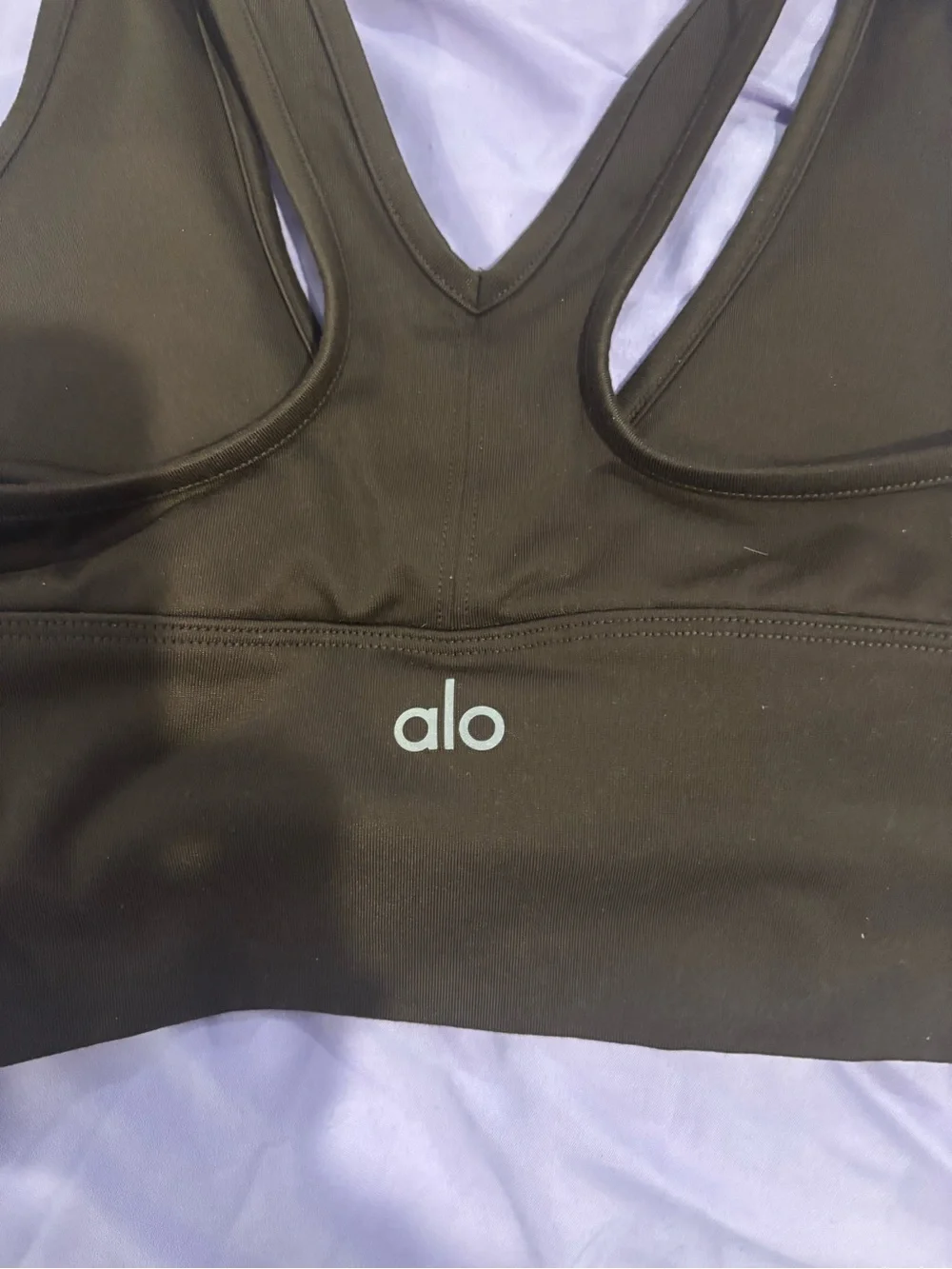 ALO Yoga Brown Ruched V-Neck Racerback Sports Bra